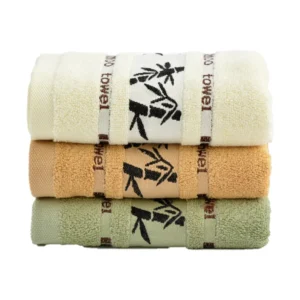 Lot serviette de bain, ensemble de deux pièces, bamboo, jaune, vert ou beige