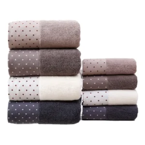 Lot serviette de bain, ensemble de deux pièces, blanc, marron, beige ou gris