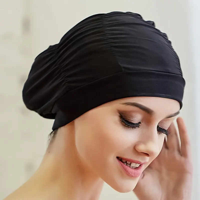 Bonnet de bain piscine, cheveux longs, élastique (2)