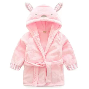 Peignoir de bain fille, lapin, rose