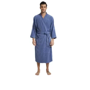 Peignoir de bain homme, du M au XL, en éponge, bleu, gris, rose, violet ou blanc