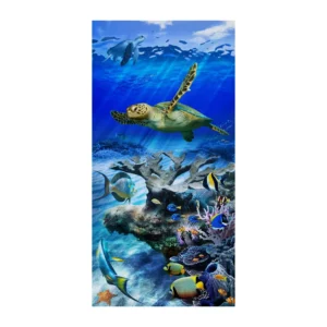 Serviette de plage microfibre, 75x150 cm, thème tortue, modèle 1