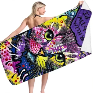 Serviette de plage xxl, 160x80 cm, thème animaux, modèle 3