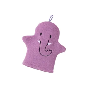 Gant de toilette bébé, éléphant, violet