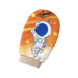 Gant de toilette bébé, thème astronaute, orange