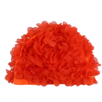 Bonnet de bain cheveux longs, élastique, orange