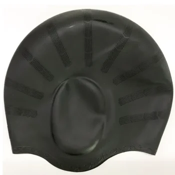 Bonnet de bain piscine, avec couvre-oreilles, noir