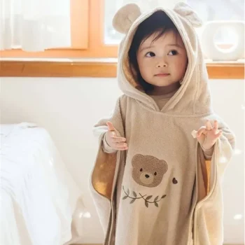 Cape de bain bébé, ours ou lapin, beige durable