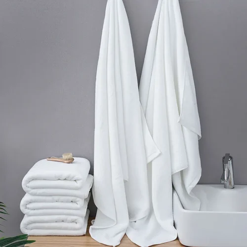 Grande serviette de bain, disponible en deux tailles, blanc grand format