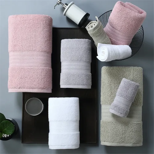 Grande serviette de bain, disponible en trois tailles, gris, vert, rose ou blanc haute qualité