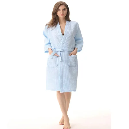 Peignoir de bain femme, du L au XXL, blanc, bleu, rose ou gris