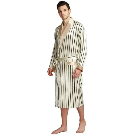 Peignoir de bain homme, du M au XXXl, en satin, beige