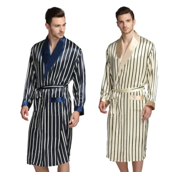 Peignoir de bain homme, du M au XXXl, en satin, bleu marine ou beige