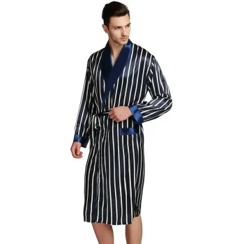 Peignoir de bain homme, du M au XXXl, en satin, bleu marine