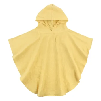 Poncho de bain bébé, 68x74 cm, jaune