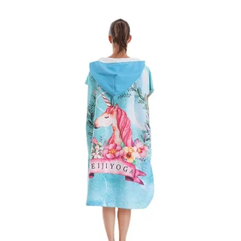 Serviette à capuche, en microfibre, licorne, bleu qualité durable