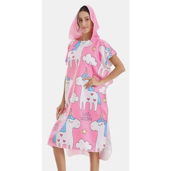 Serviette à capuche, en microfibre, licorne, rose qualité supérieure