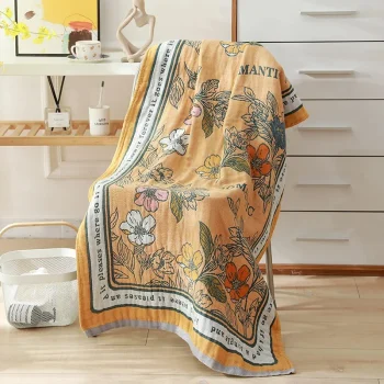 Serviette-de-bain-luxe-en-gaze-de-coton-imprimé-floral romantique_romantic_jaune Serviette-de-bain-luxe-en-gaze-de-coton-imprimé-floral romantique_romantic_jaune