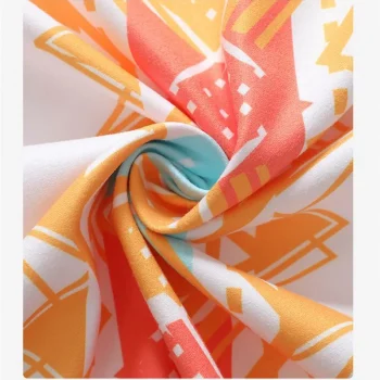 Serviette de plage femme, aux motifs graphiques, orange durable