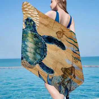 Serviette de plage homme, thème tortue, 2 tailles, 6 modèles durable Serviette de plage homme, thème tortue, 2 tailles, 6 modèles durable