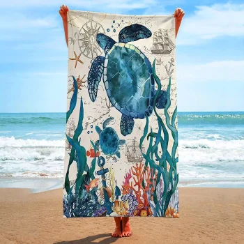 Serviette de plage homme, thème tortue, 2 tailles, 6 modèles qualité supérieure Serviette de plage homme, thème tortue, 2 tailles, 6 modèles qualité supérieure
