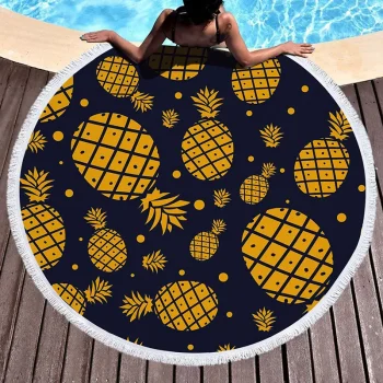 Serviette de plage ronde, thème fun, 5 modèles durable