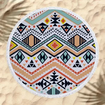 Serviette de plage ronde, thème mandala coloré, 7 modèles qualité supérieure