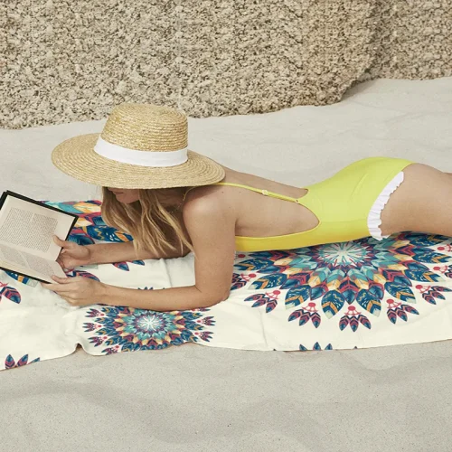 Serviette de plage xxl, 180x90 cm, thème mandala, 7 modèles qualité supérieure