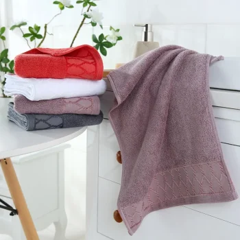 Serviette de toilette, ensemble de trois pièces, blanc, rouge, violet ou gris durable