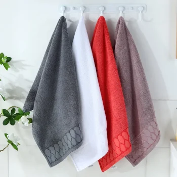 Serviette de toilette, ensemble de trois pièces, blanc, rouge, violet ou gris qualité supérieure