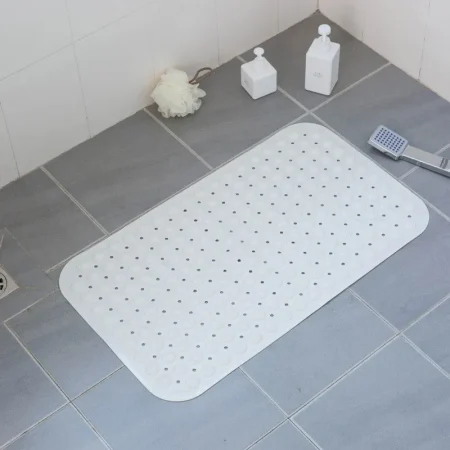 Tapis de bain antidérapant, 36x71 cm, avec ventouses, blanc
