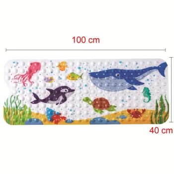 Tapis de bain bébé, 40x100 cm, thème marin, modèle 1