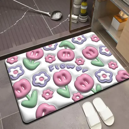 Tapis salle de bain original, 2 tailles, effet 3D, modèle 2 moelleux